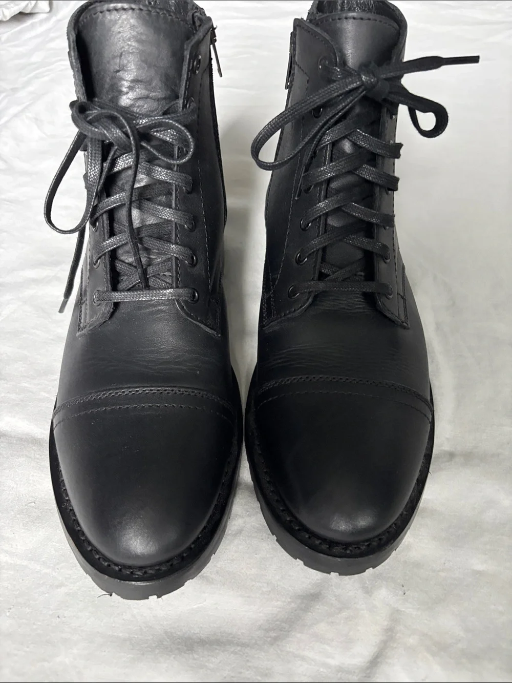 Like New! Thursday Boot Company Black Leather Lace-Up Cap-Toe Boots Size 10